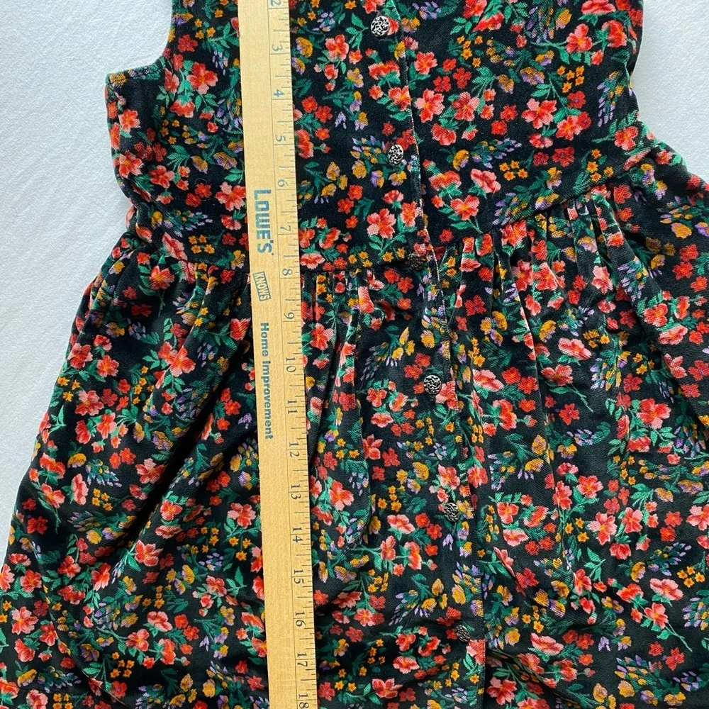 Vintage 90s GAP Floral Velvet Kids Button up Dress - Girls XXS - Picture 6 of 8